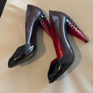 Miu Miu black & red snakeskin rhinestone heels size 36